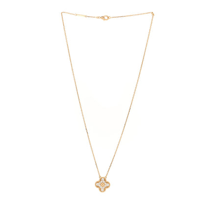 Van Cleef & Arpels 18K Yellow Gold Diamond Vintage Alhambra Pendant Necklace 3 of 4