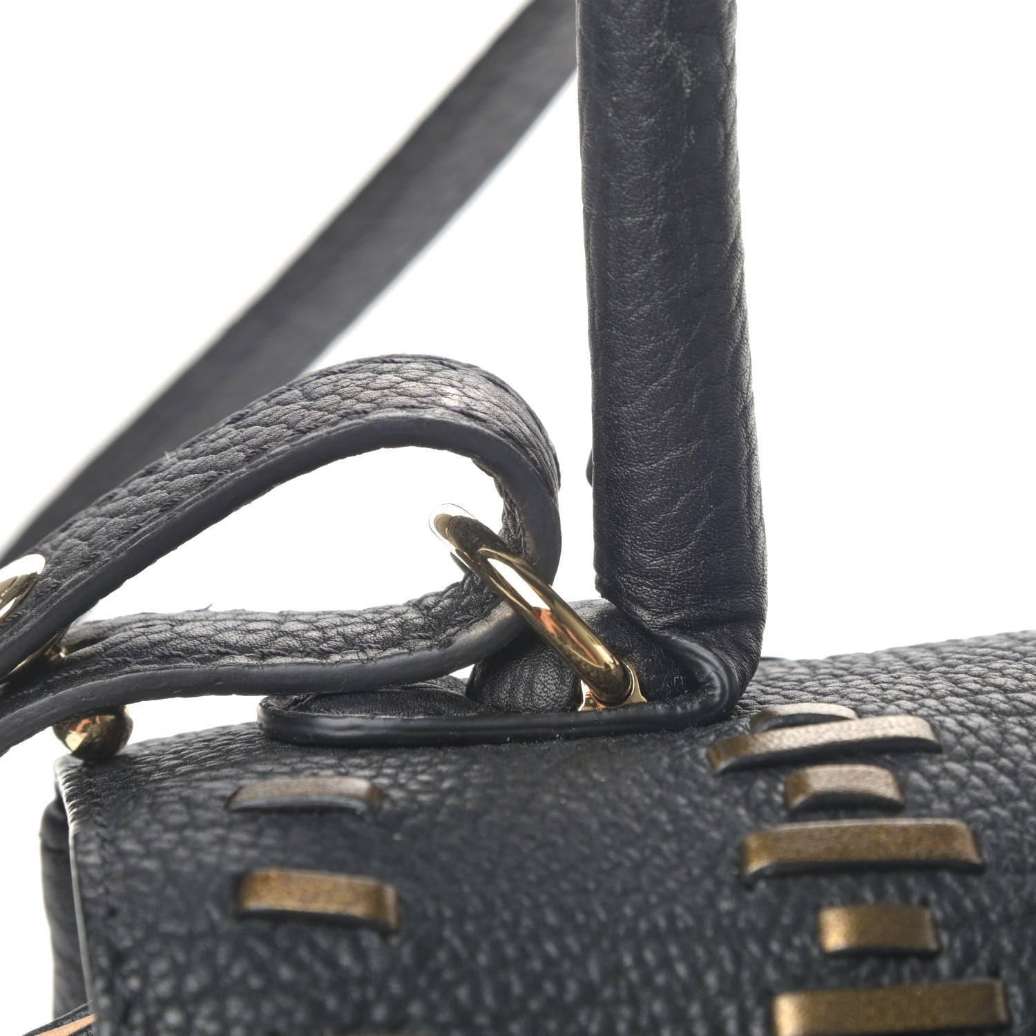 Delvaux Crispy Calfskin Tribal Stitch Mini Brillant Satchel Black Bronze 6 of 6