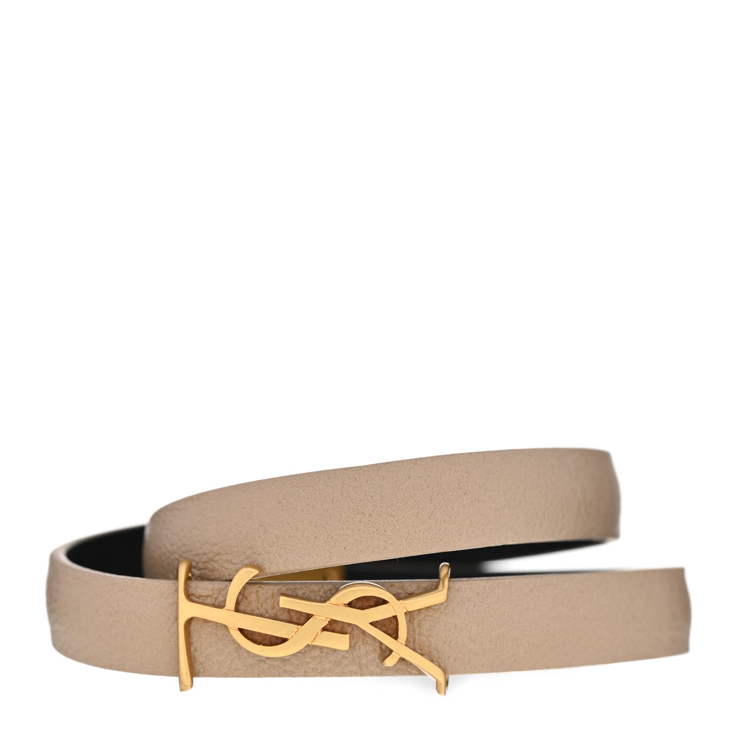 Saint Laurent Calfskin Opyum Double Wrap Bracelet M Dark Beige 1 of 5