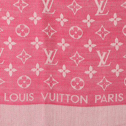 Louis Vuitton Silk Wool Monogram Denim Shawl Pivoine 4 of 5