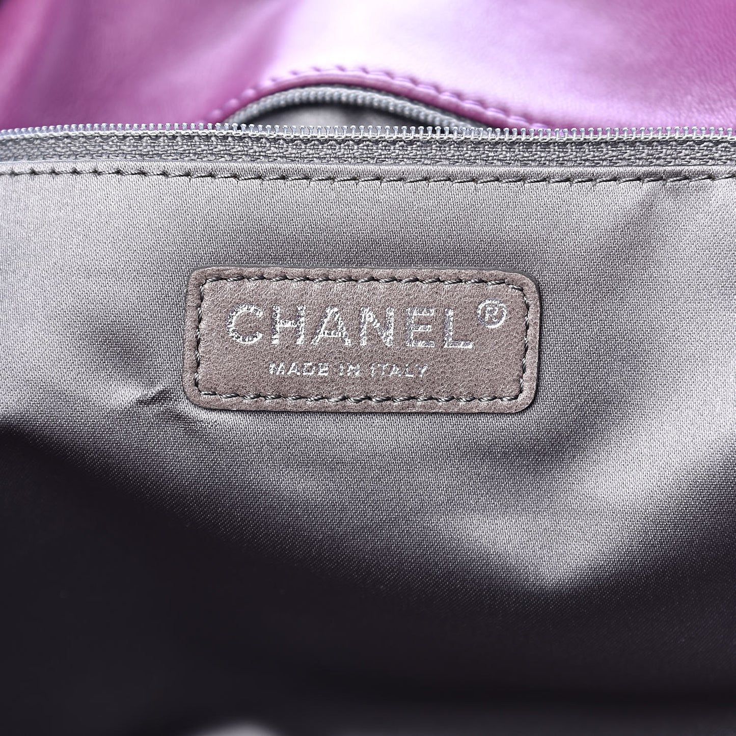 Patent Mademoiselle Lock Large Shopper Tote Purple
