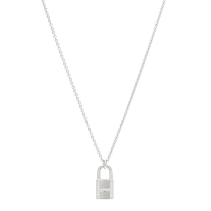 Hermes 18K White Gold Diamond Amulettes Cadenas Pendant Necklace 1 of 5