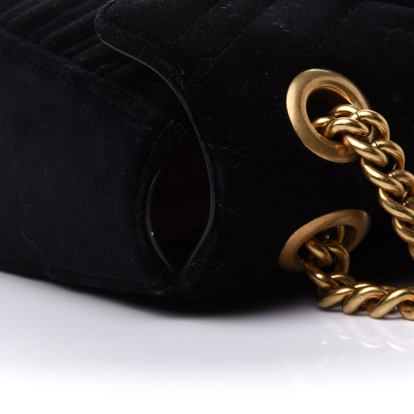 Velvet Matelasse Small GG Marmont Shoulder Bag Black