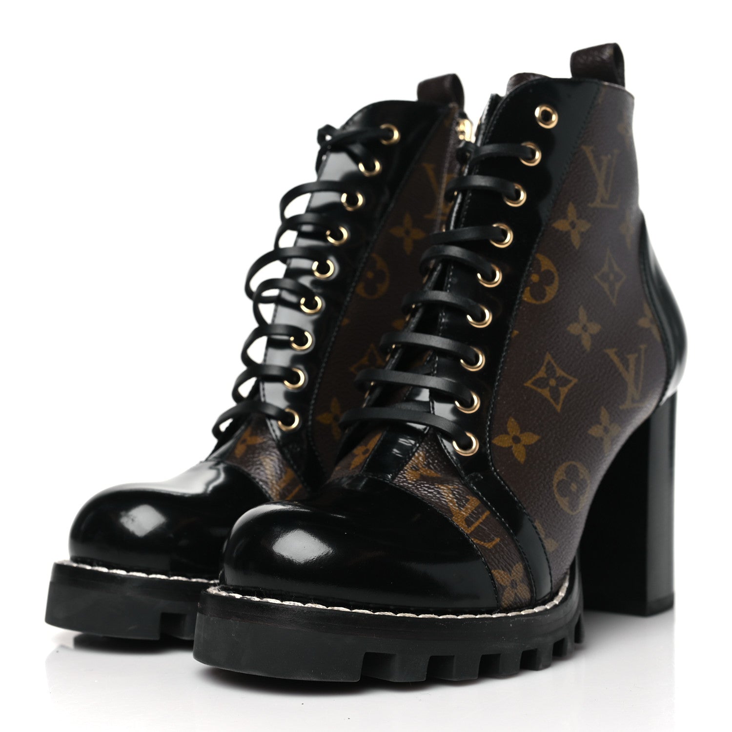 Louis Vuitton Patent Calfskin Monogram Star Trail Ankle Boots 40 Black 3 of 8
