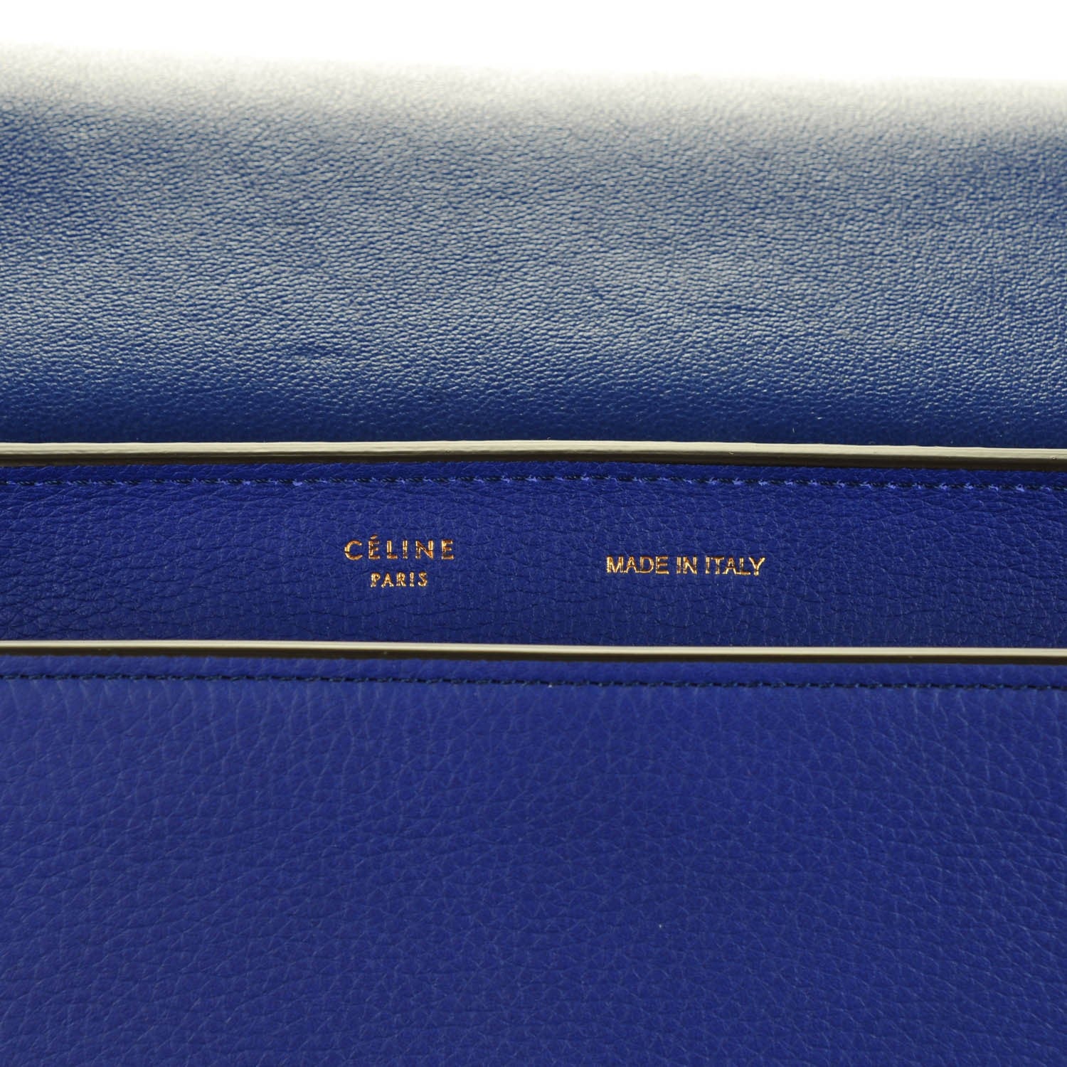 Celine Drummed Calfskin Suede Medium Trapeze Indigo 5 of 8