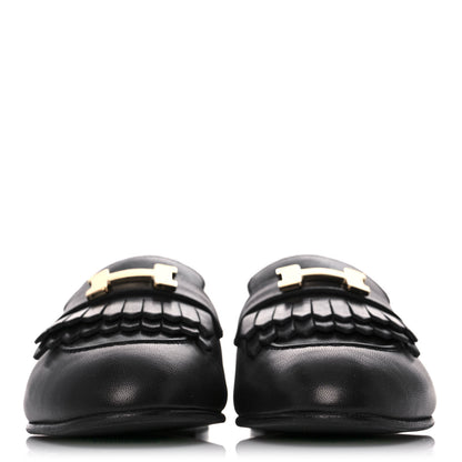 Hermes Goatskin Womens Royal Loafers 38.5 Black 2 of 10