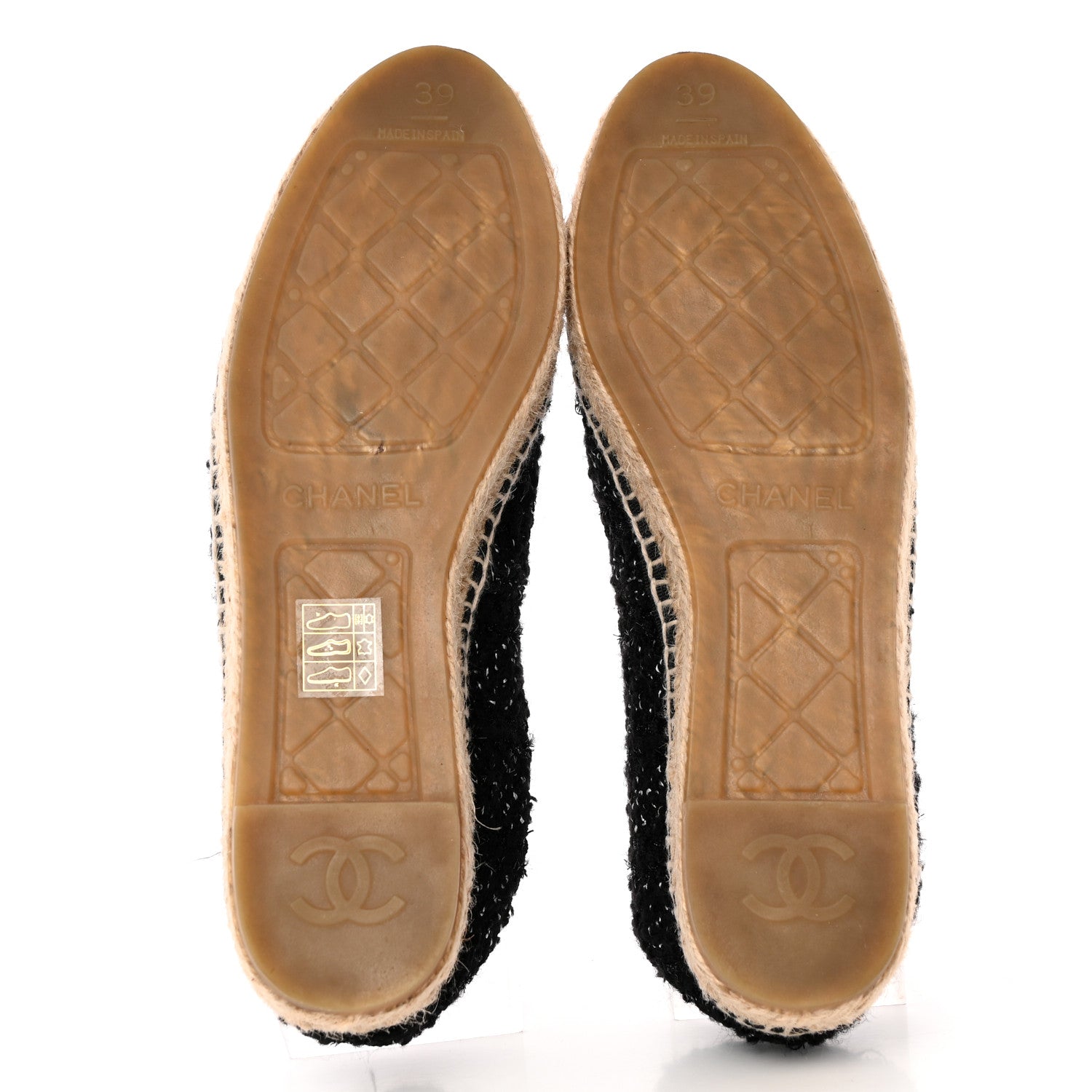 Chanel Metallic Lambskin Tweed CC Espadrilles 39 Black Silver 5 of 10