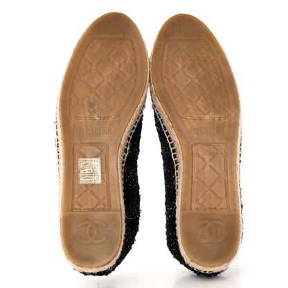 Chanel Metallic Lambskin Tweed CC Espadrilles 39 Black Silver 5 of 10