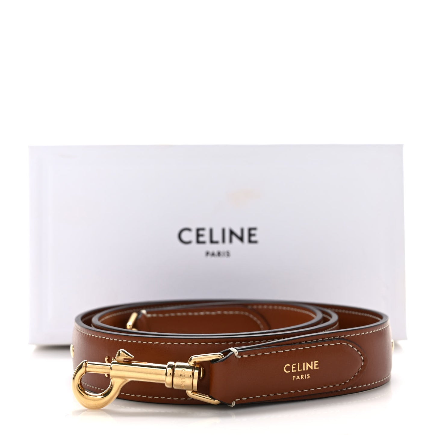 Smooth Calfskin Triopmhe Studs Long Strap Tan