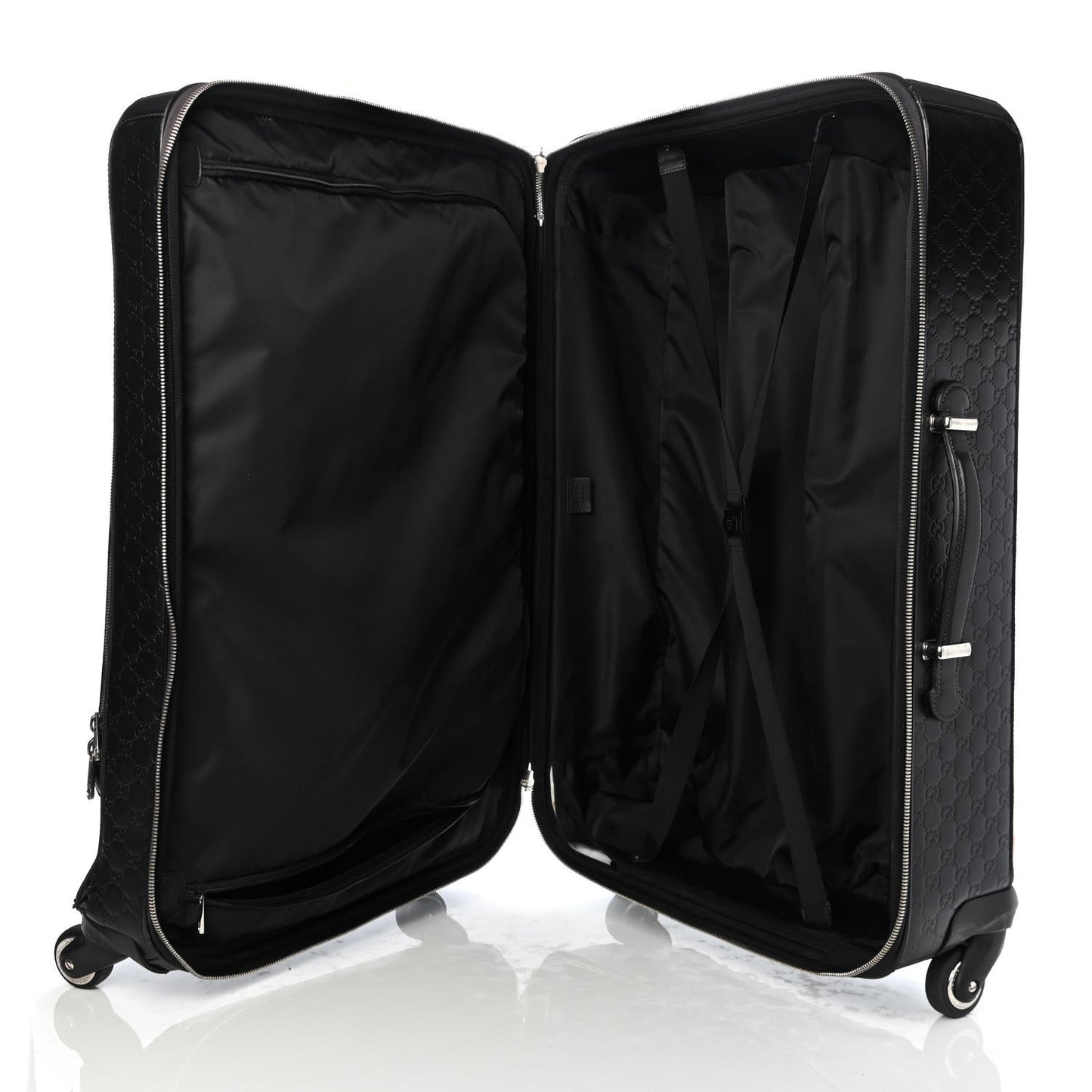 Guccissima Large Four Wheel Suitcase Black