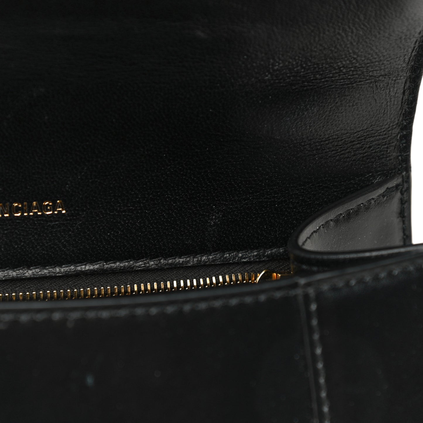 Shiny Box Calfskin Small Hourglass Top Handle Bag Black