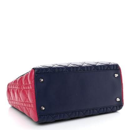 Christian Dior Lambskin Cannage Medium Tri-Color Lady Dior Sapphire Fuchsia Turquoise 4 of 18