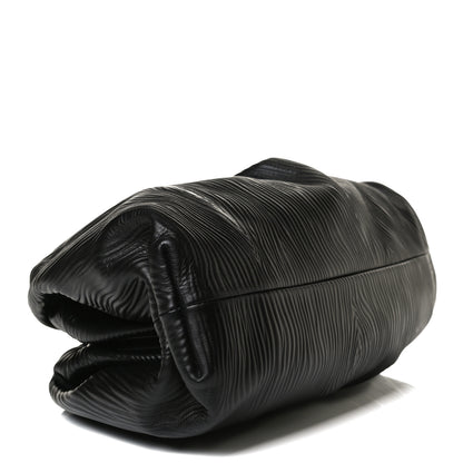 Bottega Veneta Bark Calfskin Embossed The Pouch Oversized Clutch Black 3 of 12