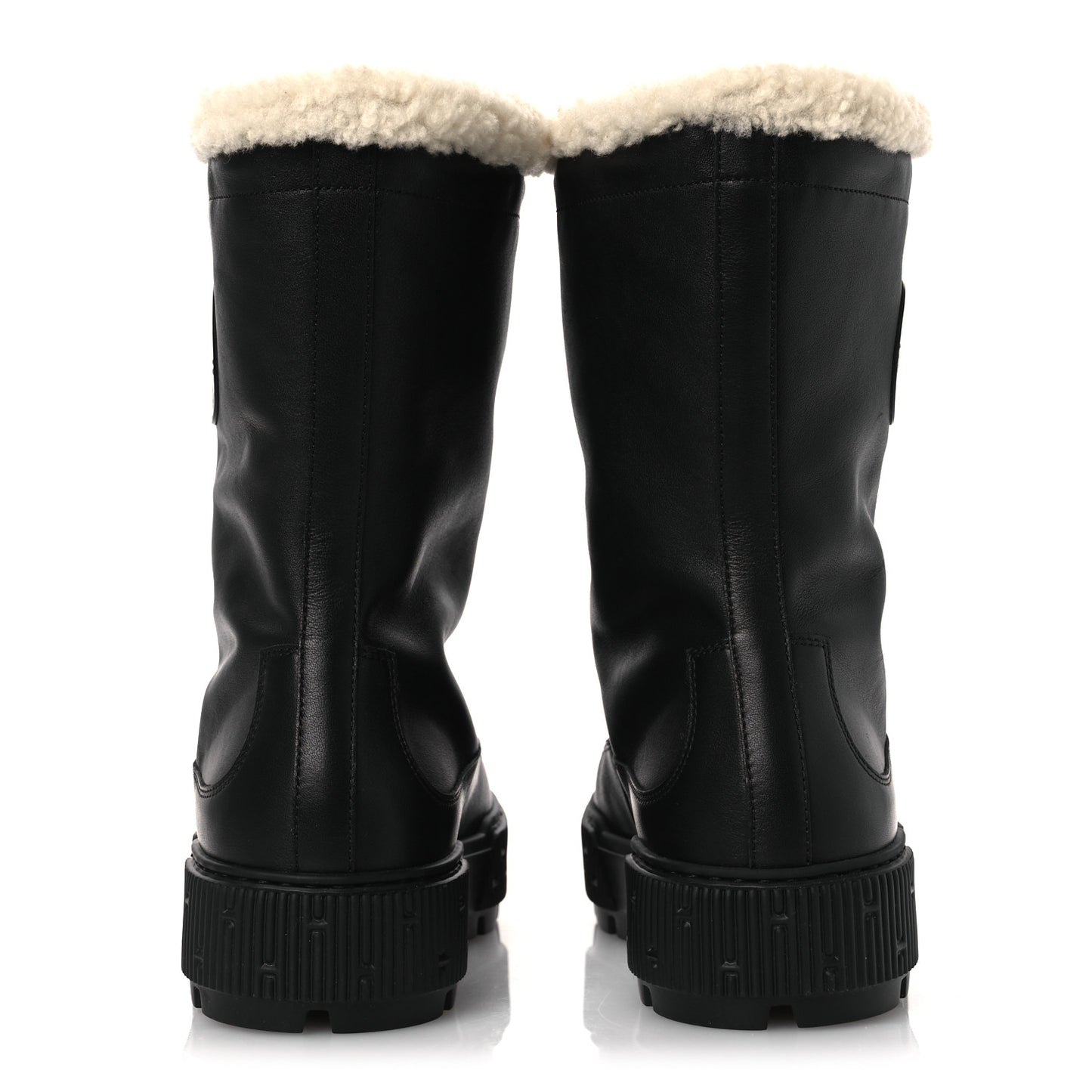 Calfskin Shearling Womens Journey Ankle Boots 38.5 Black Ecru