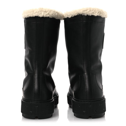 Hermes Calfskin Shearling Womens Journey Ankle Boots 38.5 Black Ecru 6 of 10