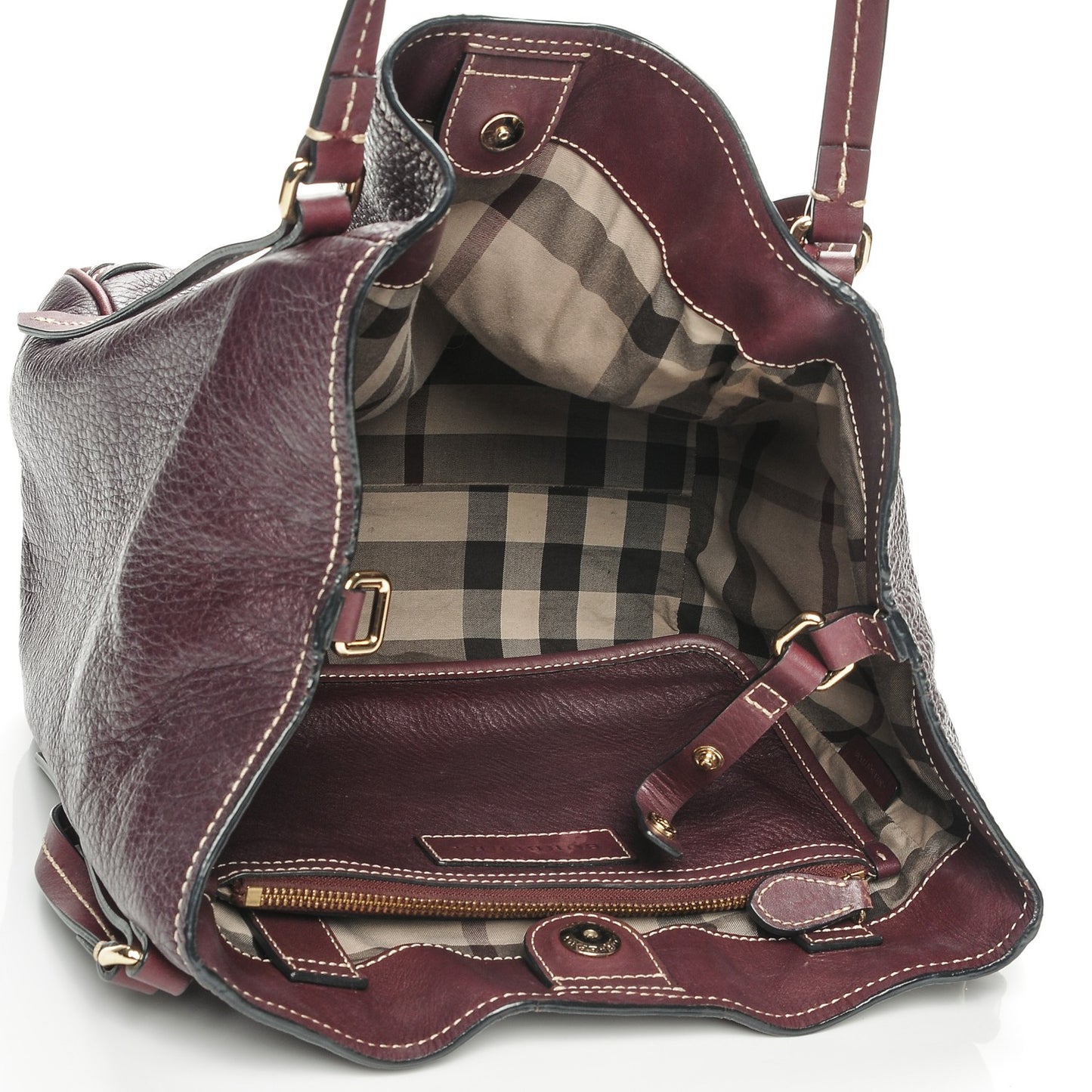 Calfskin Saddle Stitch Small Canterbury Tote Burgundy
