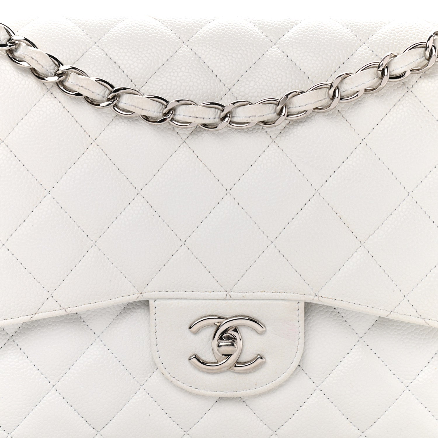 Chanel Caviar Quilted Jumbo Double Flap White 7 of 32