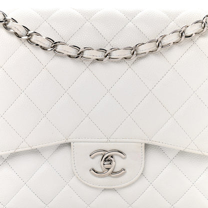Chanel Caviar Quilted Jumbo Double Flap White 7 of 32