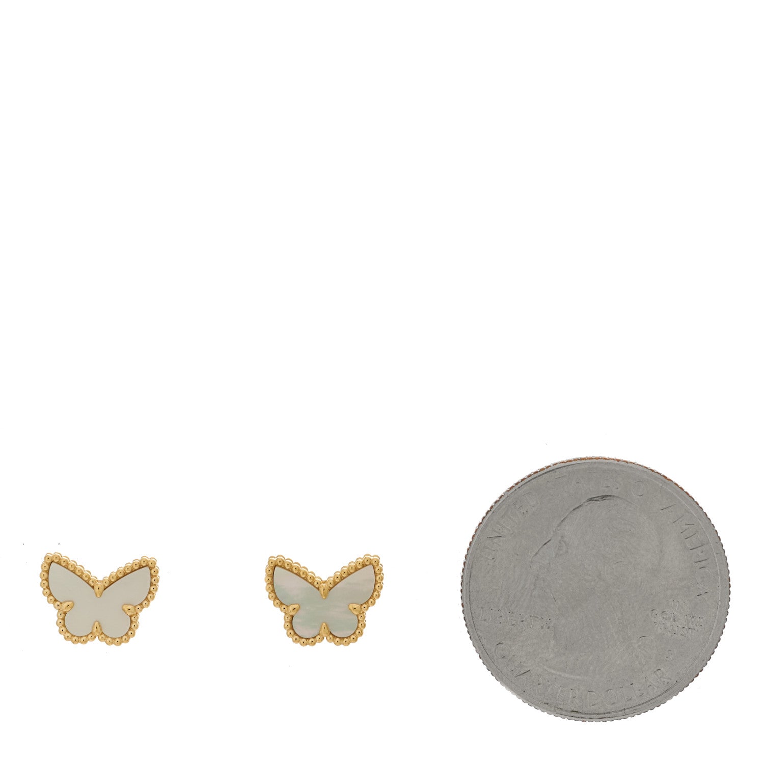 Van Cleef & Arpels 18K Yellow Gold Mother of Pearl Sweet Alhambra Butterfly Earrings 2 of 5