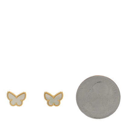 Van Cleef & Arpels 18K Yellow Gold Mother of Pearl Sweet Alhambra Butterfly Earrings 2 of 5