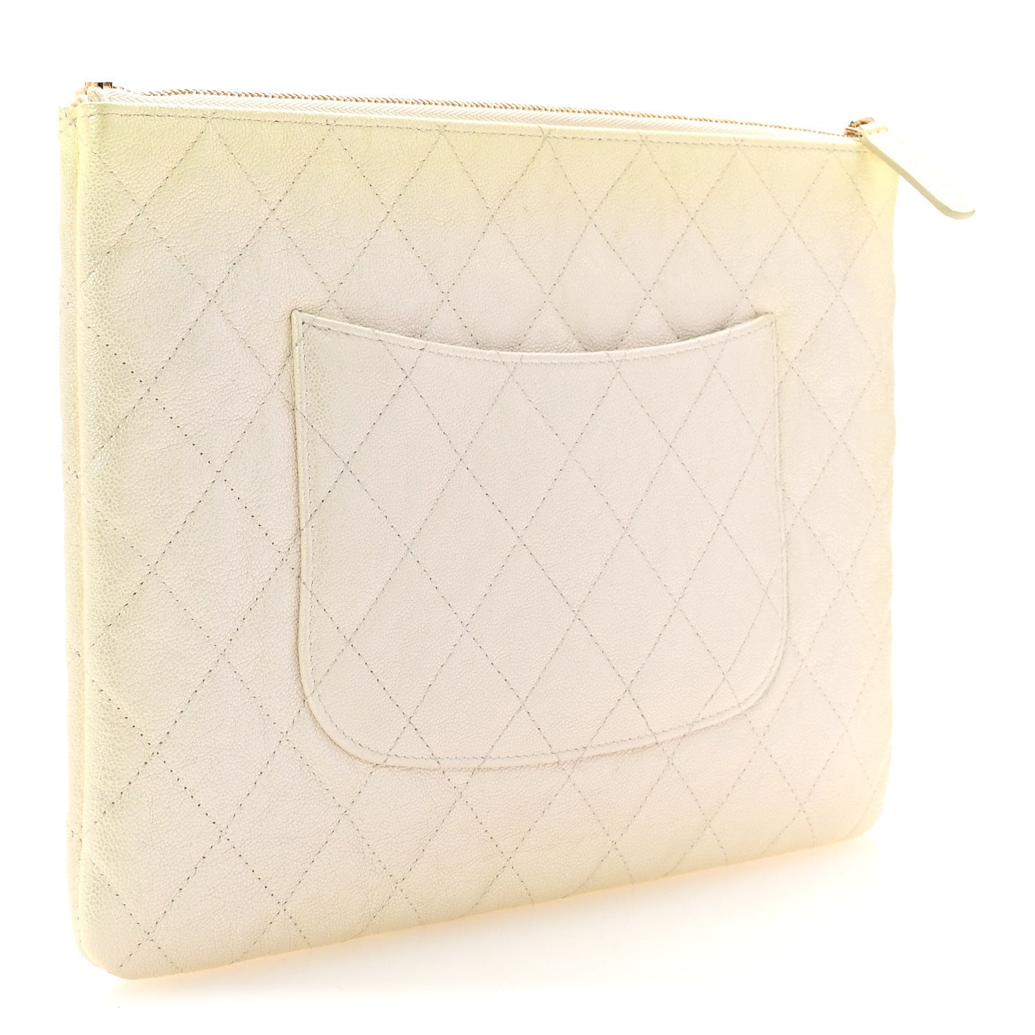 Chanel Iridescent Caviar Medium Night by the C Pouch Clutch White 3 of 8