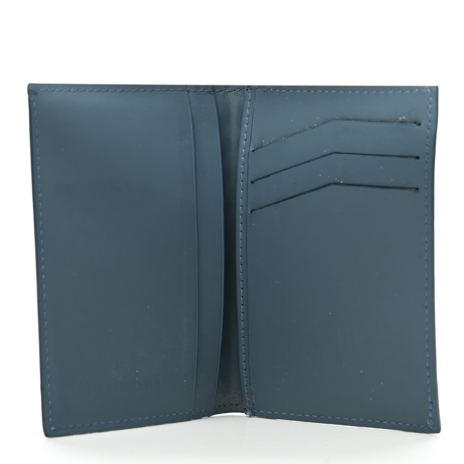 Balenciaga Calfskin Grid Embossed Passport Cover Bleu Glacier 5 of 10