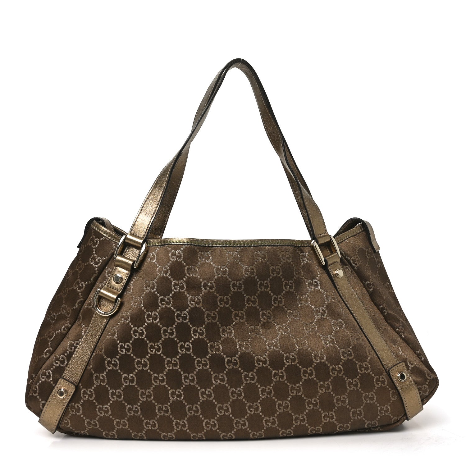 Gucci Satin Monogram Medium Abbey Shoulder Bag Bronze 1 of 10