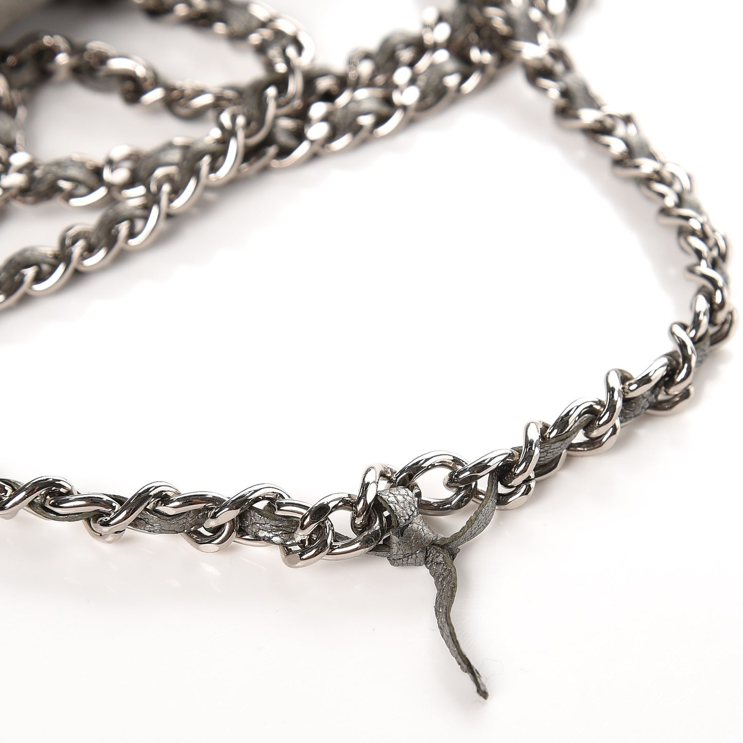 Metallic Goatskin Wallet On Chain WOC Silver