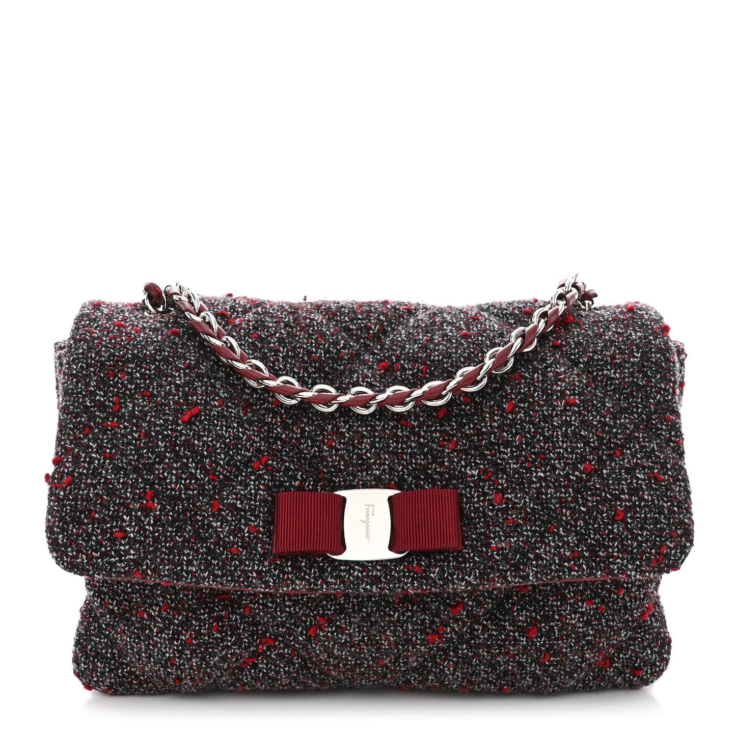 Tweed Quilted Gelly Bag Burgundy Multicolor