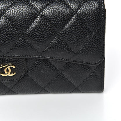 Chanel Caviar Quilted Large Gusset Flap Wallet Black 9 of 10
