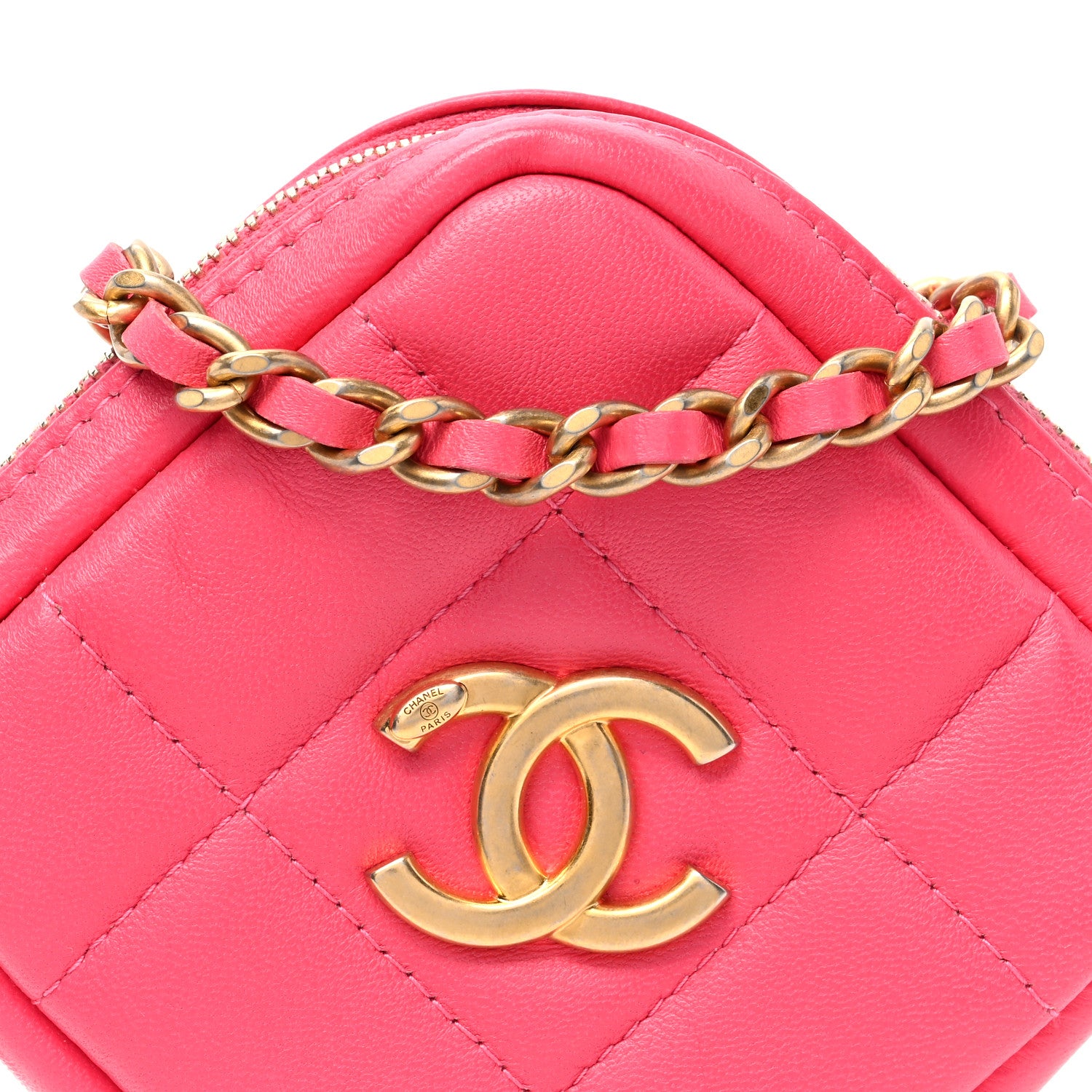 Chanel Lambskin Quilted Diamond Coin Purse With Chain Pink 8 of 9