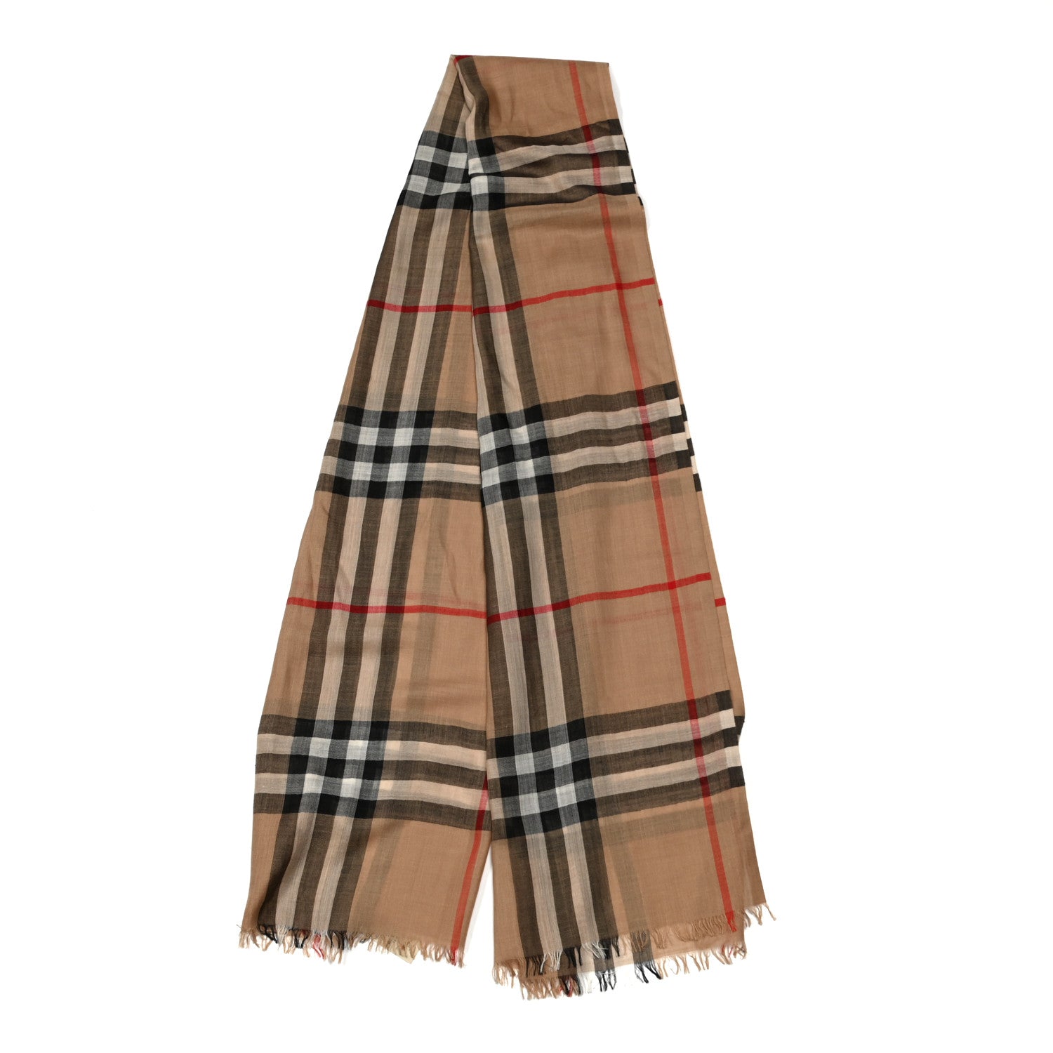 Burberry Wool House Check Lightweight Scarf Camel 2 of 6