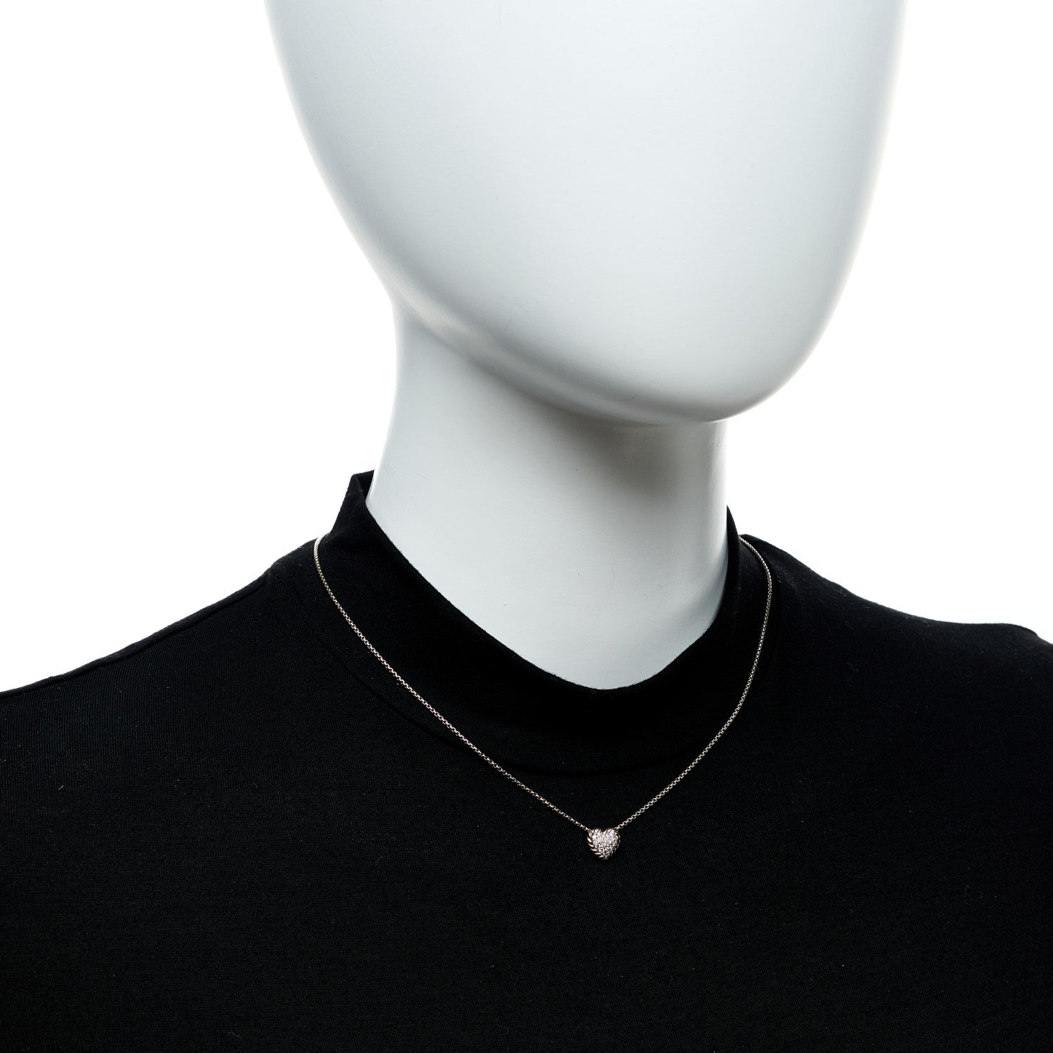 David Yurman Sterling Silver Diamond Petite Pave Heart Necklace 5 of 5