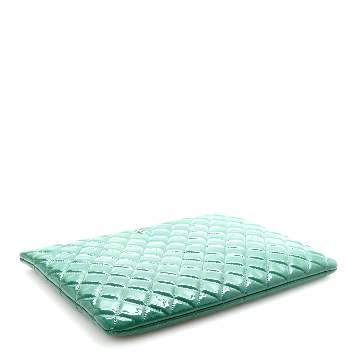 Chanel Patent Calfskin Quilted Large Cosmetic Case Blue 8 of 14