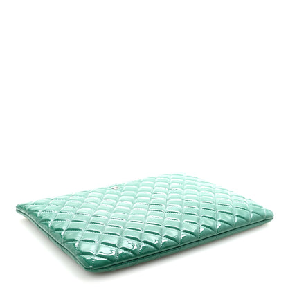 Chanel Patent Calfskin Quilted Large Cosmetic Case Blue 8 of 14