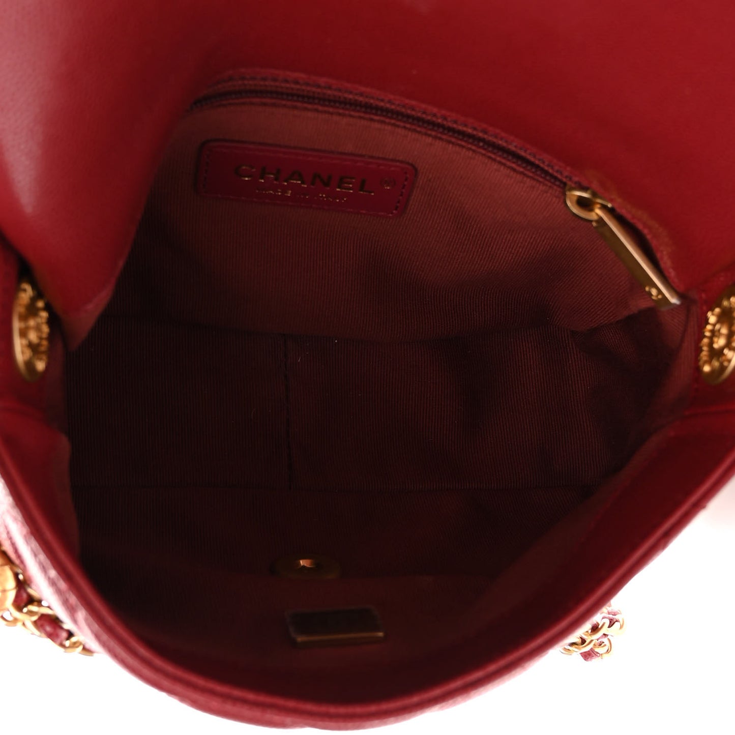 Caviar Quilted Small Twist Your Buttons Flap Burgundy