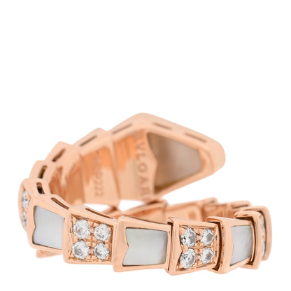 Bulgari 18K Rose Gold Diamond Mother of Pearl Serpenti Viper Ring L 55 7.25 3 of 5