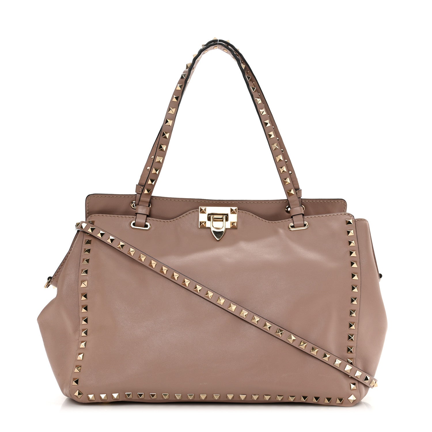 Valentino Garavani Vitello Medium Rockstud Tote Poudre 1 of 10