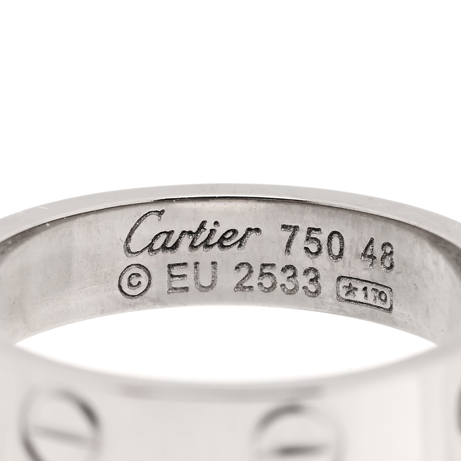 Cartier 18K White Gold 3.5mm LOVE Wedding Band Ring 48 4.5 4 of 4