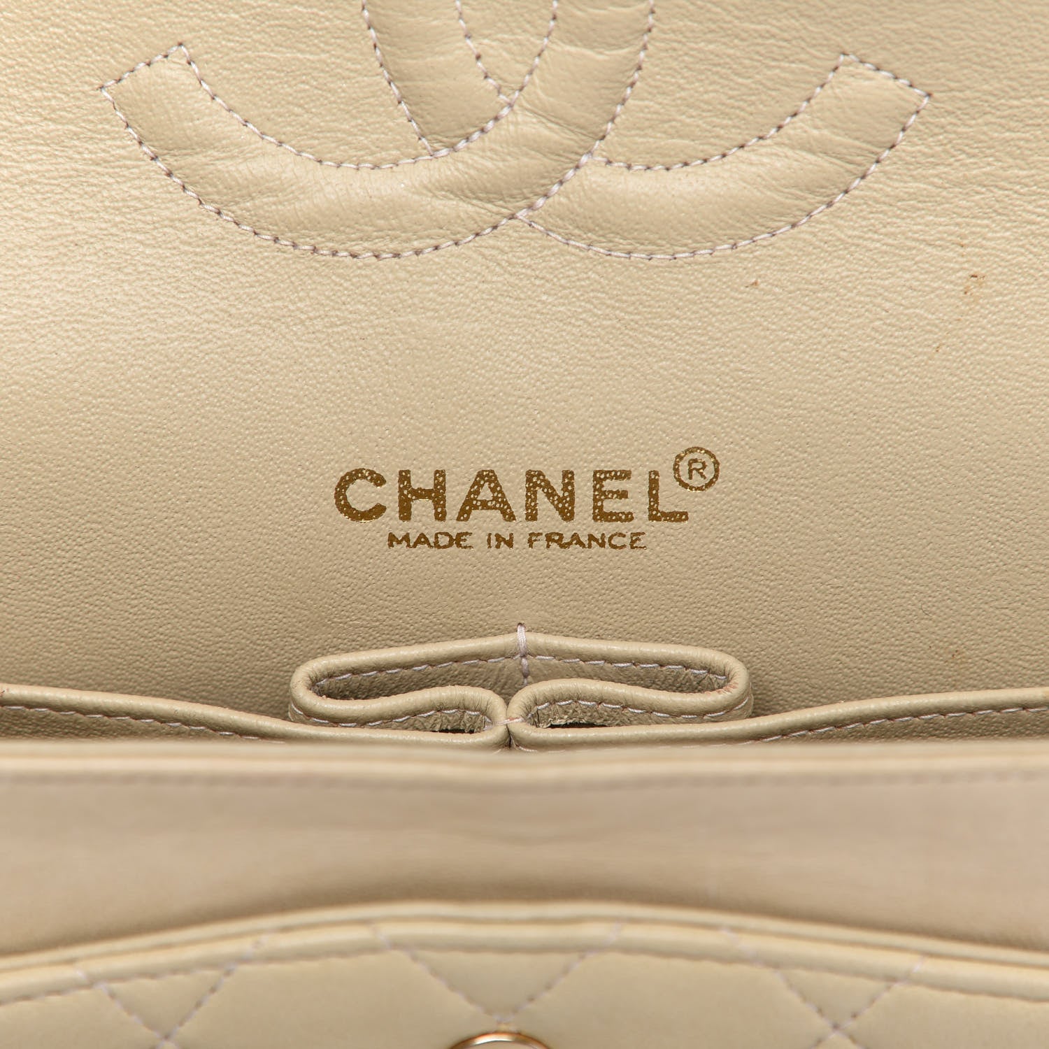 Chanel Lambskin Quilted Medium Double Flap Beige 9 of 11