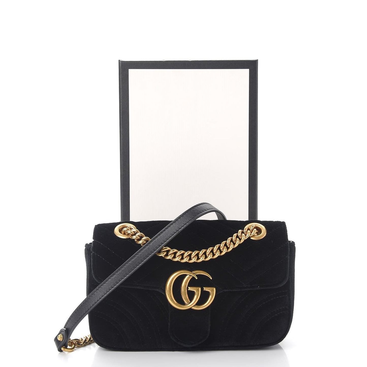 Velvet Matelasse Mini GG Marmont Shoulder Bag Black
