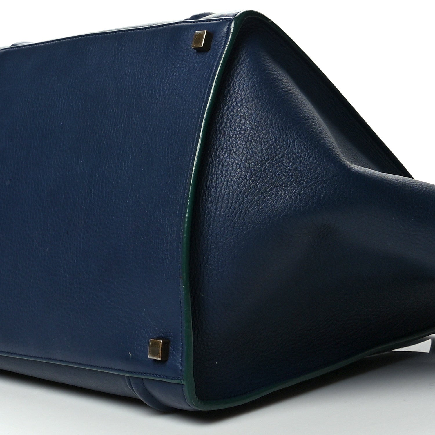 Celine Supple Calfskin Medium Phantom Luggage Navy Blue Green Trim 8 of 8