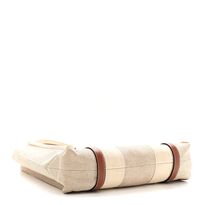 Chloe Cotton Calfskin Medium Woody Ribbon Tote White Brown 4 of 10