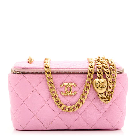Caviar Quilted Sweetheart Vanity Case Pink