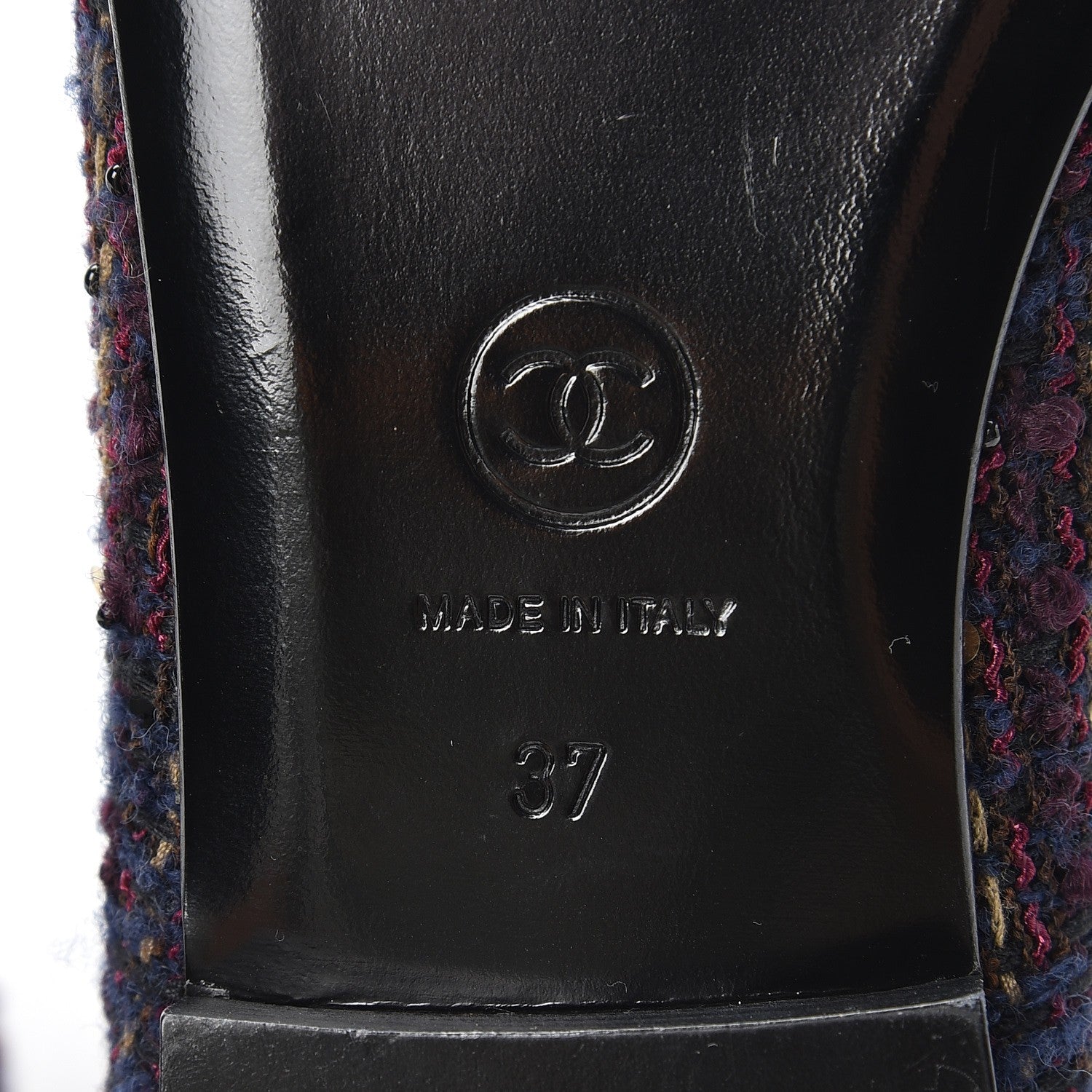 Chanel Tweed Flannel Cap Toe Ballerina Flats 37 Navy 8 of 10