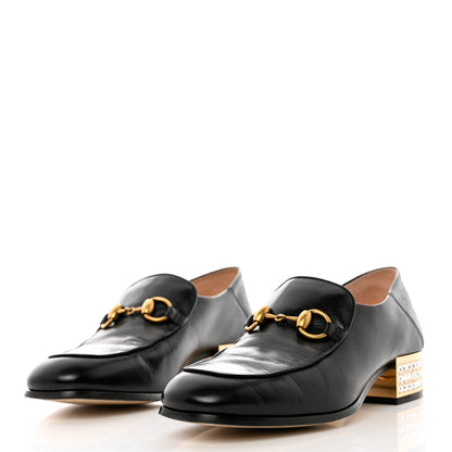 Gucci Goatskin Crystal Womens Horsebit Loafers 38 Black 3 of 9