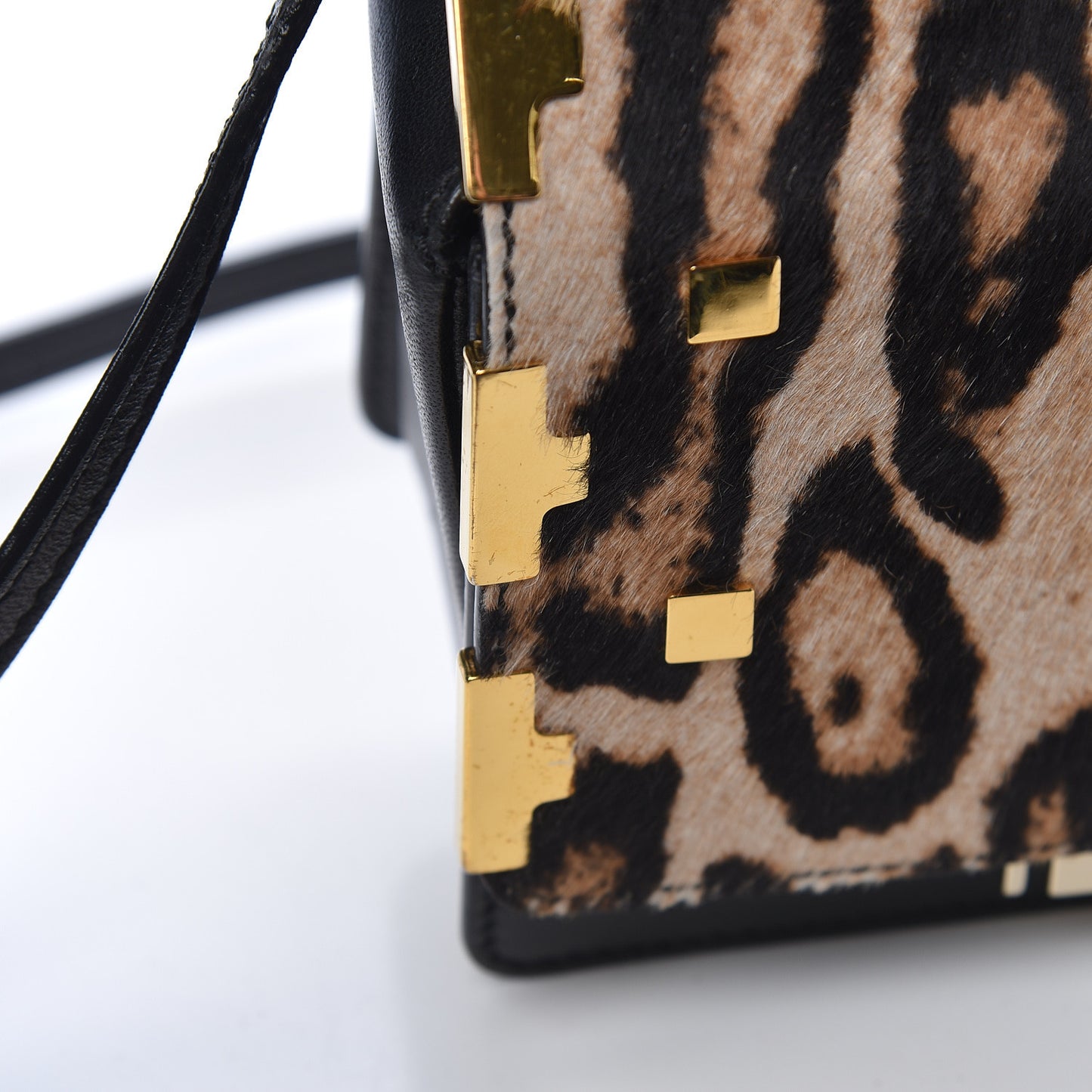 Calf Hair Leopard Print Amie Top Handle Bag