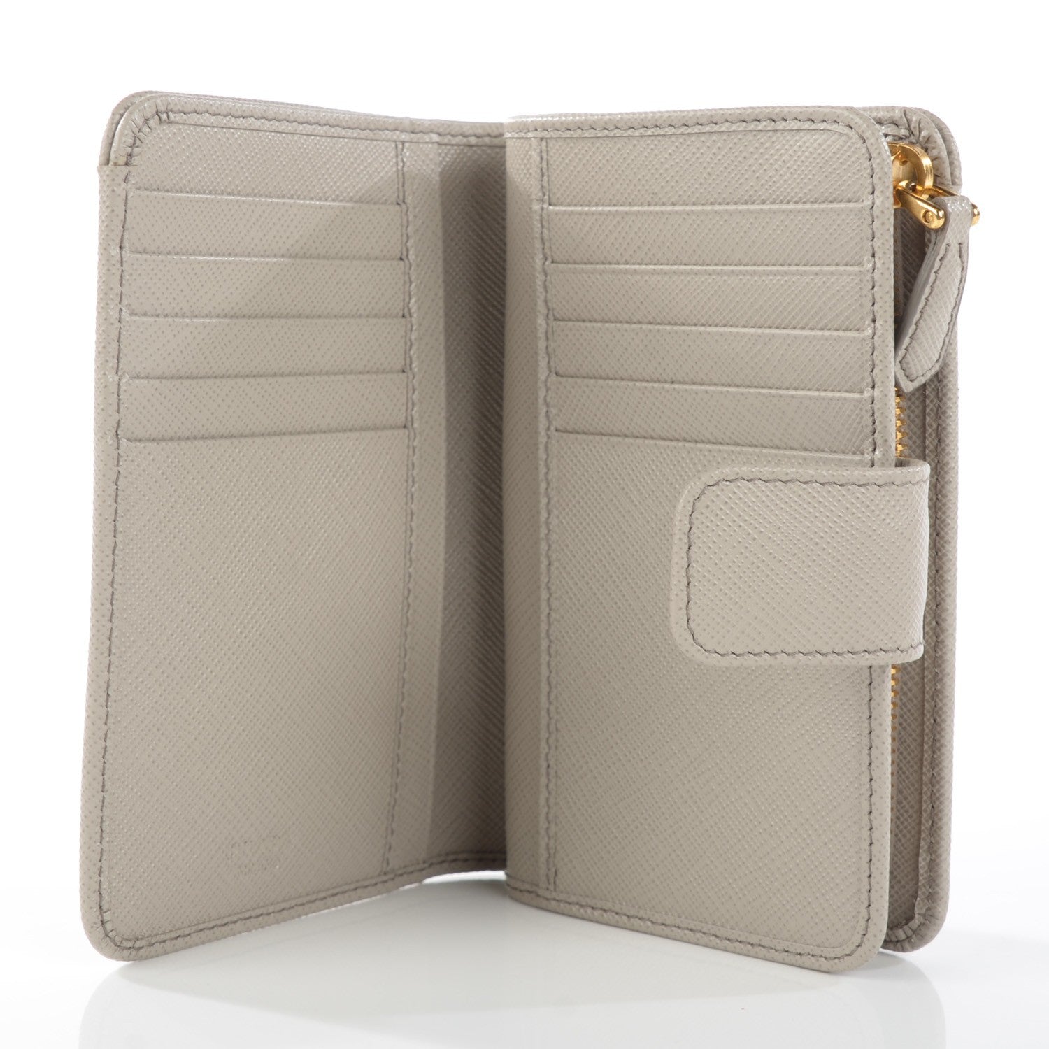 Prada Saffiano Metal Compact Wallet Pomice 6 of 7