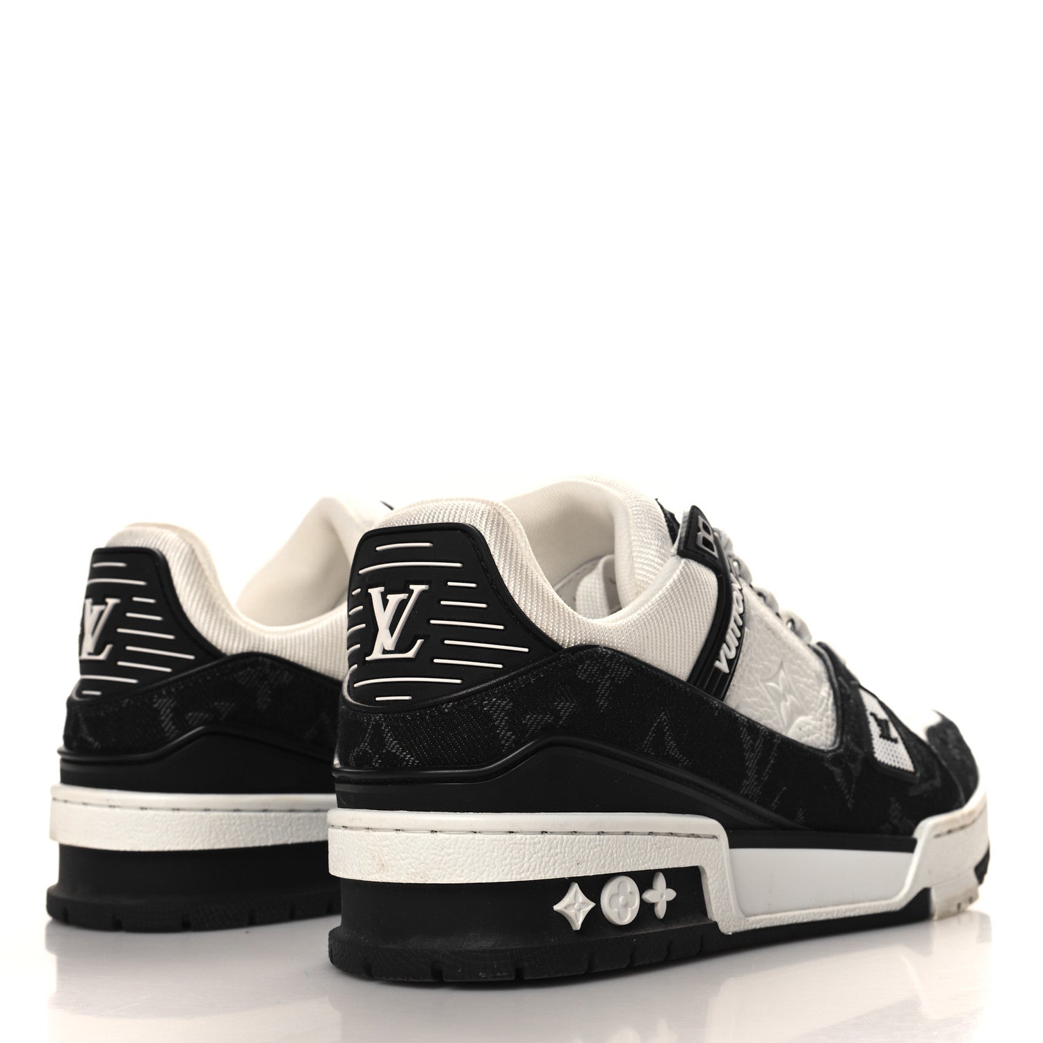 Louis Vuitton Calfskin Embossed Monogram Denim Mens LV Trainer Sneakers 36.5 Black 5 of 8