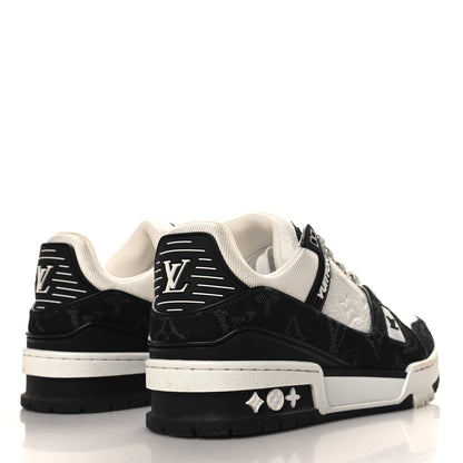 Louis Vuitton Calfskin Embossed Monogram Denim Mens LV Trainer Sneakers 36.5 Black 5 of 8